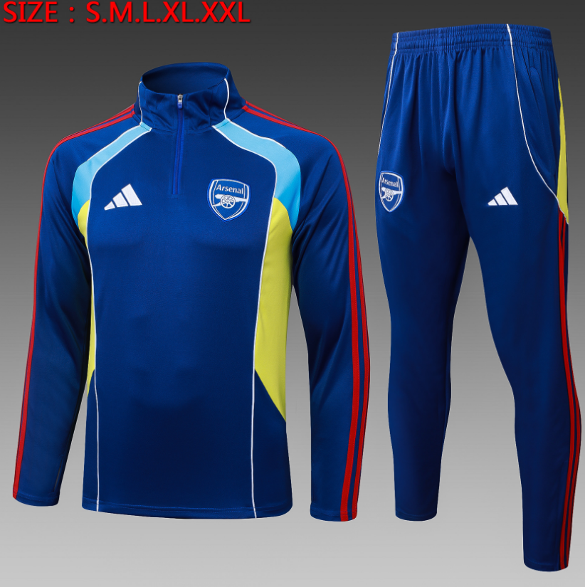  25/26 Half Arsenal Blue Orchid Retro Edition (Blue and Yellow Colors) Tracksuit