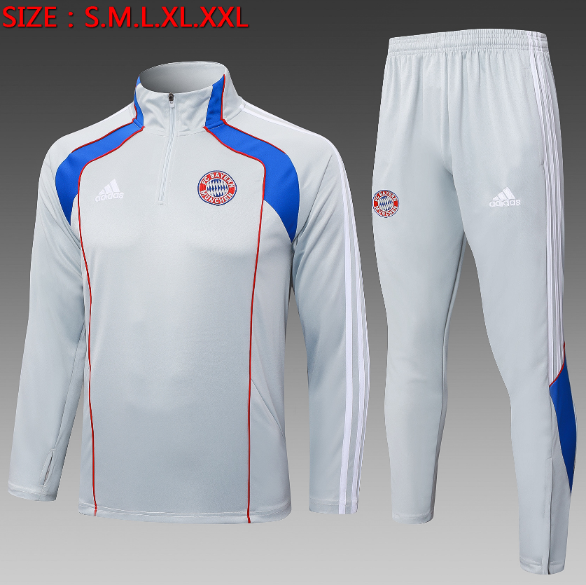 25/26 Half Bayern light gray retro edition (blue color scheme) Tracksuit