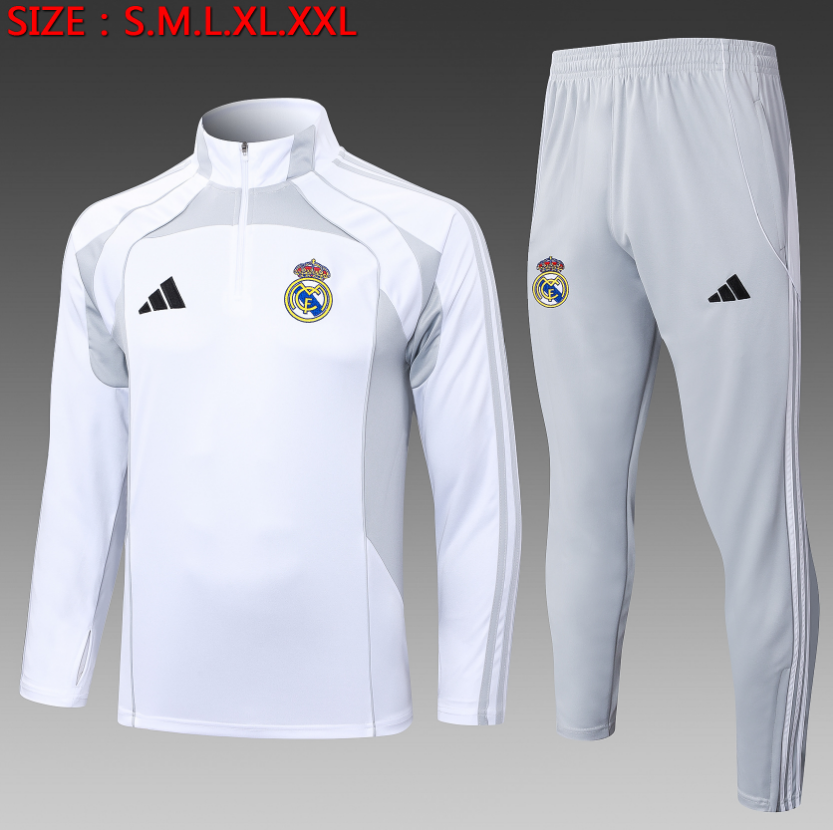  25/26 Half Real Madrid White Grey Tracksuit