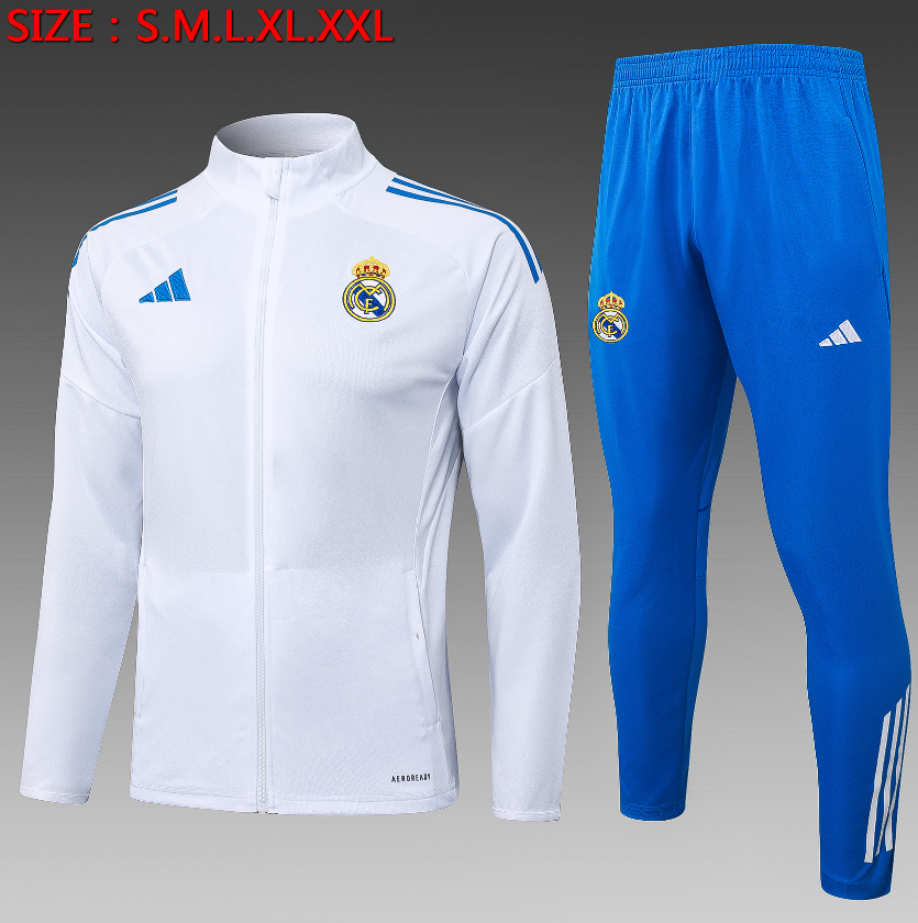 25-26 Real Madrid White (Lake Blue Three Sides) Jackets sets