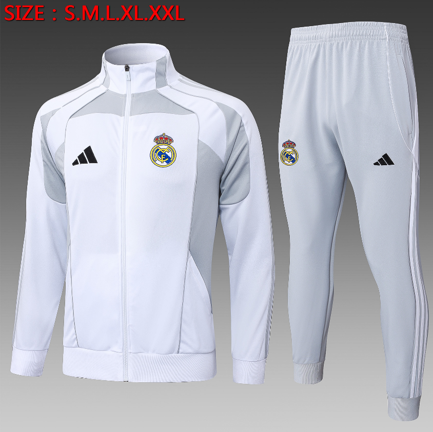25-26 Real Madrid White Grey Jackets sets