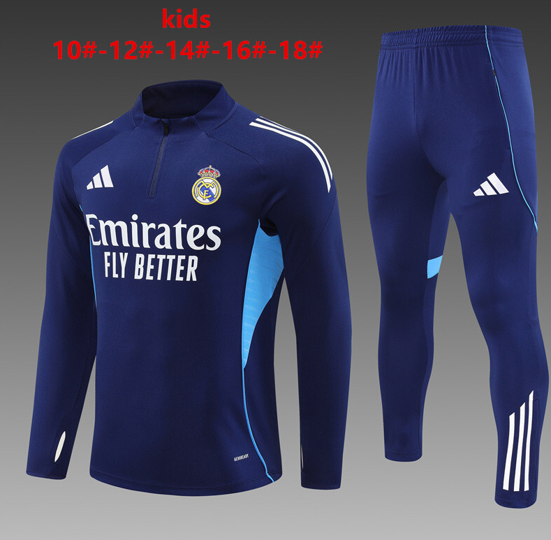 25/26 kid half Real Madrid Royal Blue Tracksuit