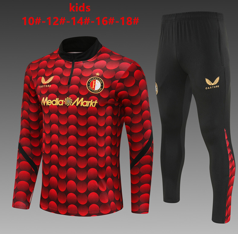 25/26 kid half Feyenoord Red Black CamouflageTracksuit