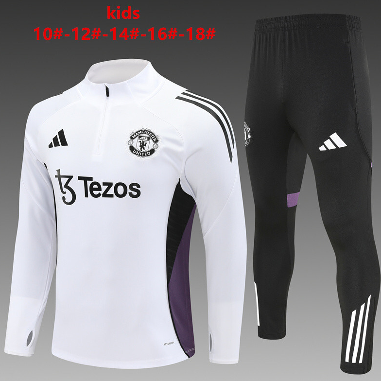25/26 kid half Manchester United White with Purple Tracksuit