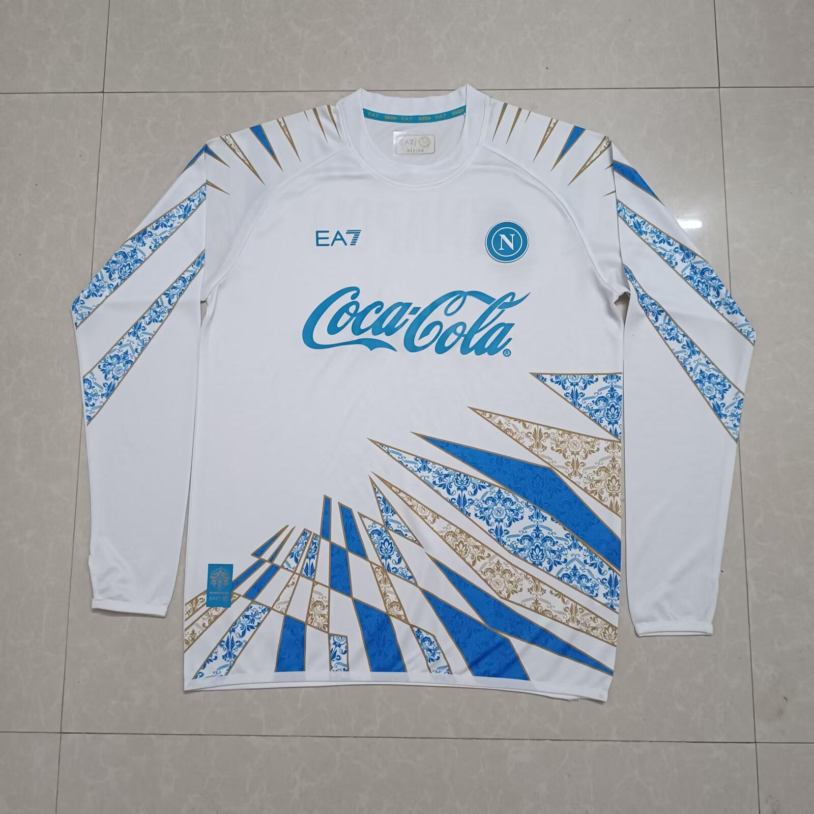  Fan version 25/26 Napoli white pre match jersey with long sleeves