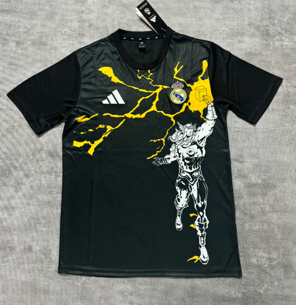 Fan version 25/26 Real Madrid Marvel co-branded black
