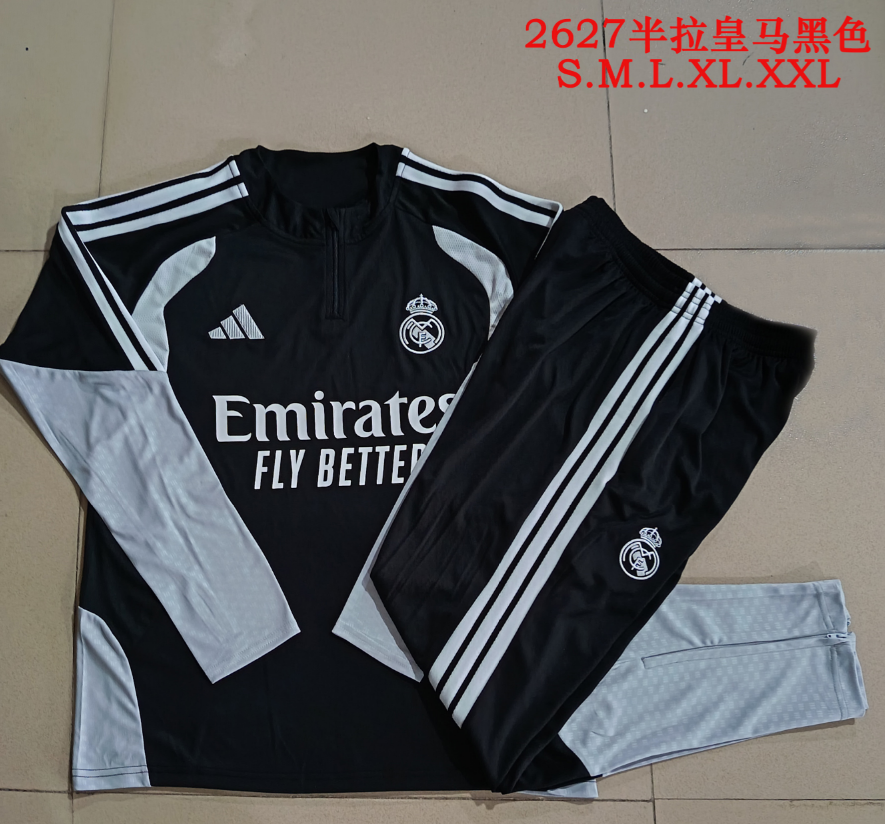 26/27 Half Pull Real Madrid BlackT racksuit