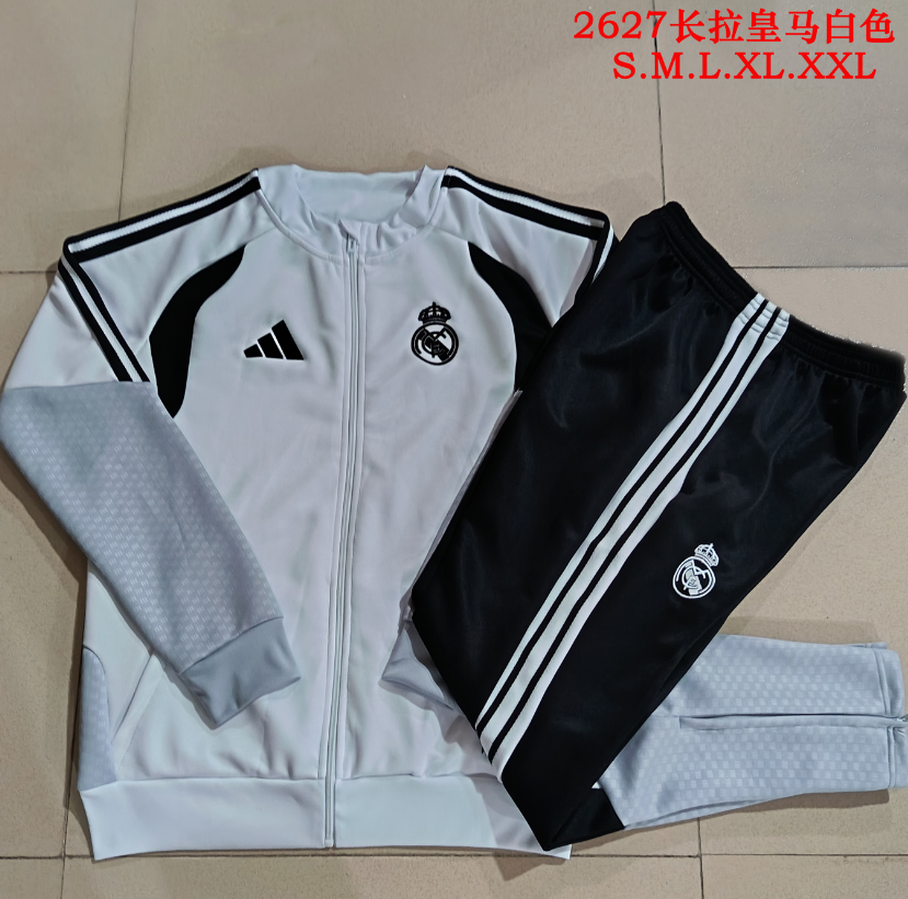 26/27 Long Pull Real Madrid White Jackets sets