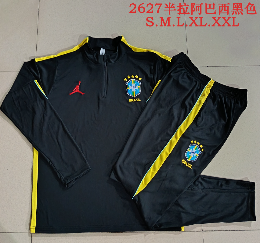 26/27 Half Brazilian Black (Yellow Color) Tracksuit