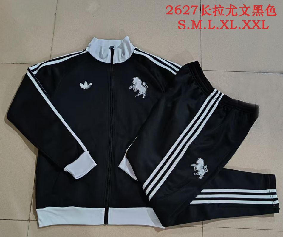 26/27 Long Pull Juventus Black（Light gray collar） Jackets sets