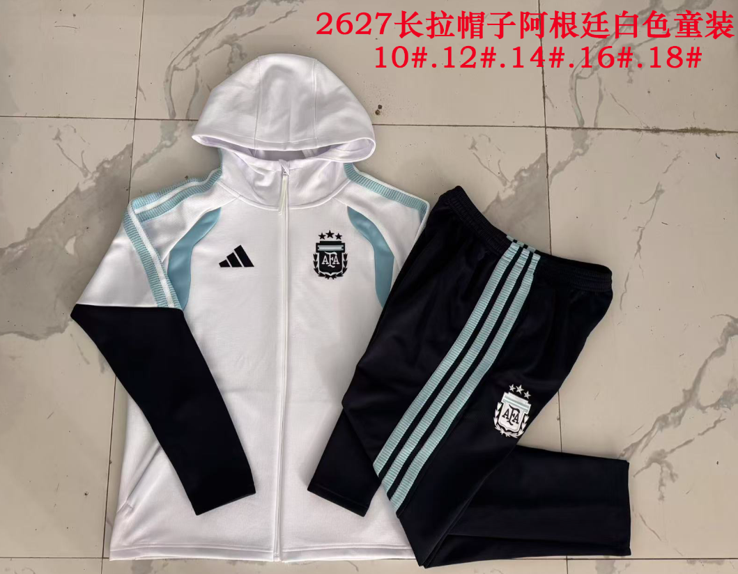 26/27 Kid Long Pull hat Argentina white Jackets sets