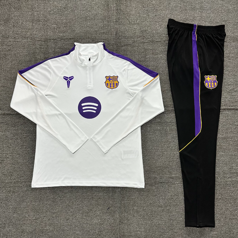 26/27 Kids Half Pull Barcelona White【Co-branded product】Tracksuit