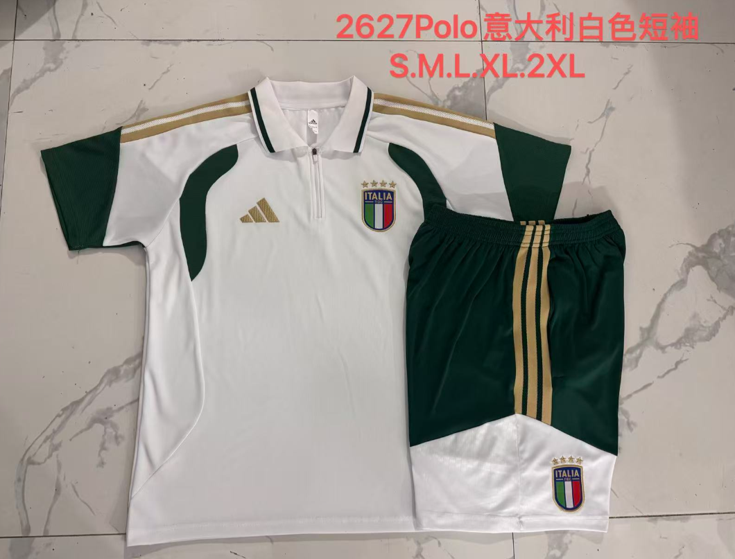 26/27 Adults POLO Italian White (with cropped pants) Training Kits