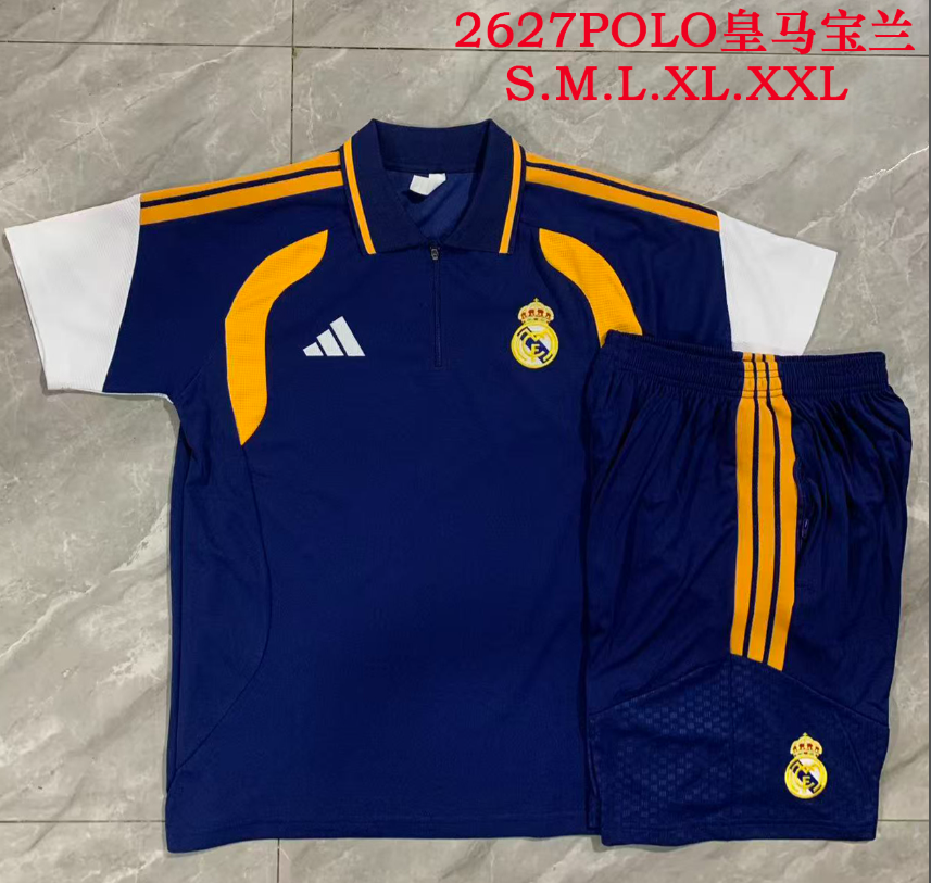 26/27 Adults POLO Real Madrid Boran (yellow color scheme) Training Kits