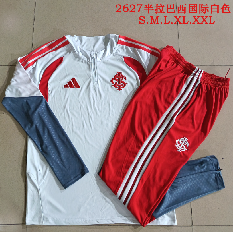 26/27 Adults Half Pull Brazil International white Tracksuit 