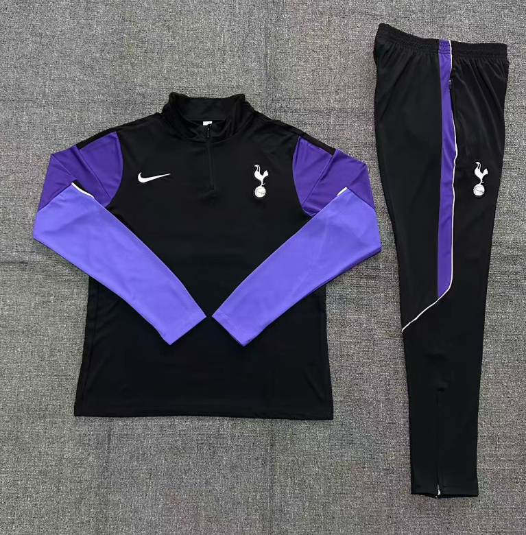 26/27 Adults Half Pull Tottenham black Tracksuit 