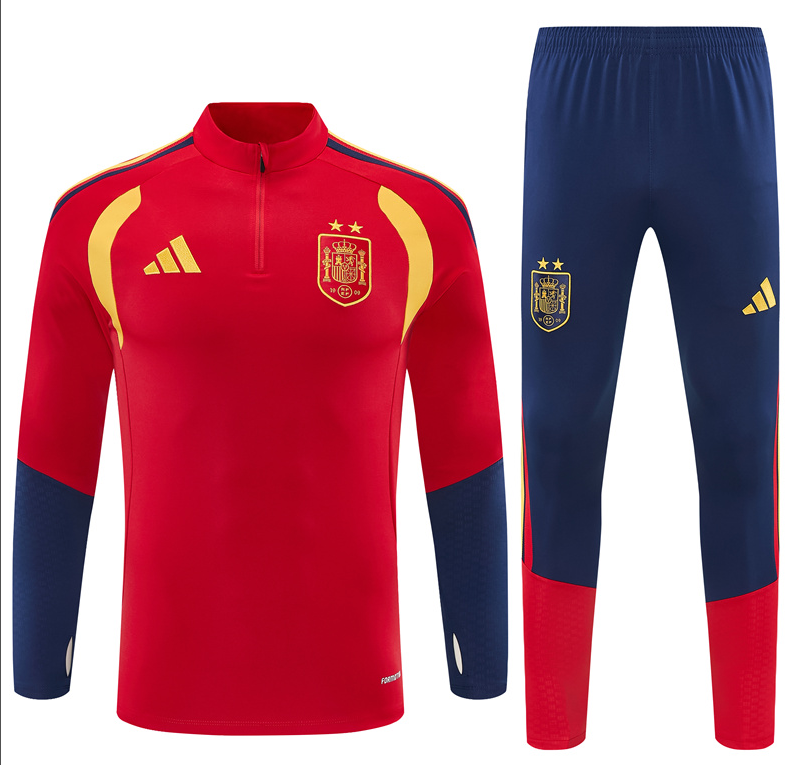 26/27 Adults Half Pull Spain red【two stars】 Tracksuit