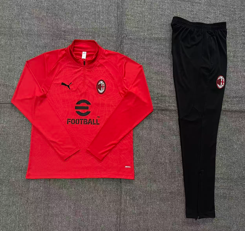 26/27 Adults Half Pull AC Milan Red Tracksuit